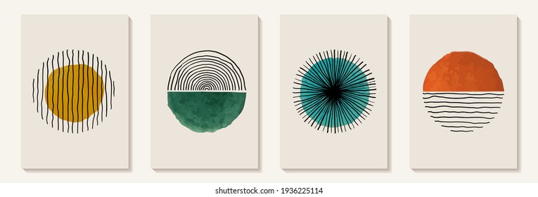 Creative minimalist hand painted Abstract art background and watercolor stain   Hand Drawn doodle Scribble Circle  Design for wall decoration  postcard  poster brochure