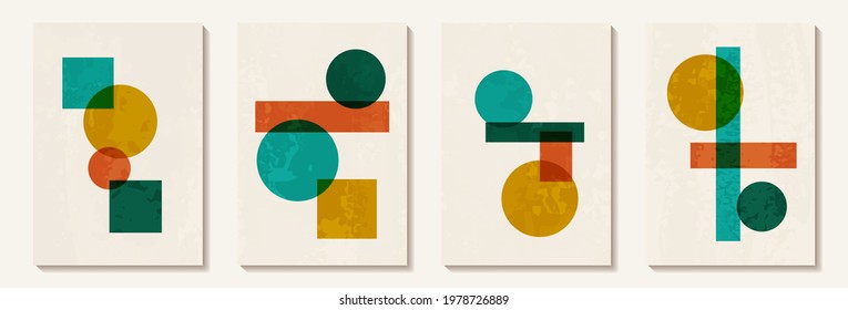 Creative minimalist hand painted Abstract art background with watercolor stain and geometric shape. Design for wall decoration, postcard, poster or brochure