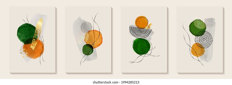 Creative minimalist hand painted Abstract art background with watercolor stain and shape elements vector EPS10. Design for wall decoration, postcard, poster or brochure