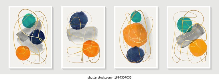 Creative minimalist hand painted Abstract art background with watercolor stain and shape elements vector EPS10. Design for wall decoration, postcard, poster or brochure