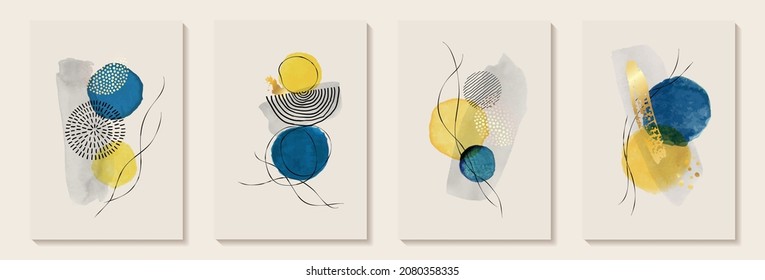 Creative minimalist hand painted Abstract art background with watercolor stain and shape elements vector EPS10. Design for wall decoration, postcard, poster or brochure.