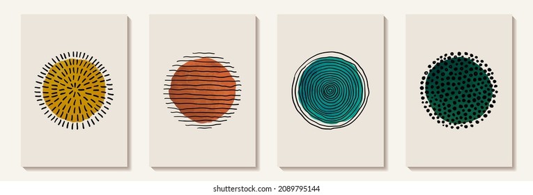 Creativo minimalista pintado a mano Resumen de fondo de arte con mancha de acuarela y garganta dibujada a mano Círculo de esgrima. Diseño para la decoración de paredes, postales, afiches o folletos