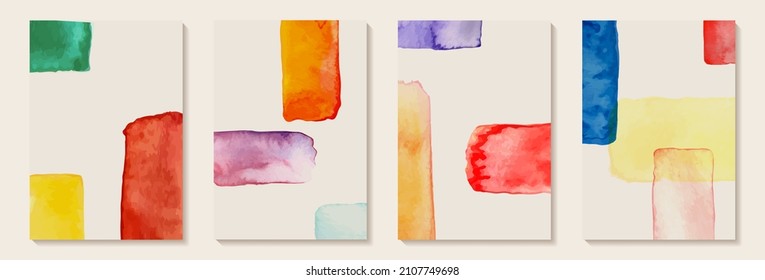 Creative minimalist hand painted Abstract art background with brush stroke watercolor geometric stain line. Design wall decoration, postcard, poster or brochure