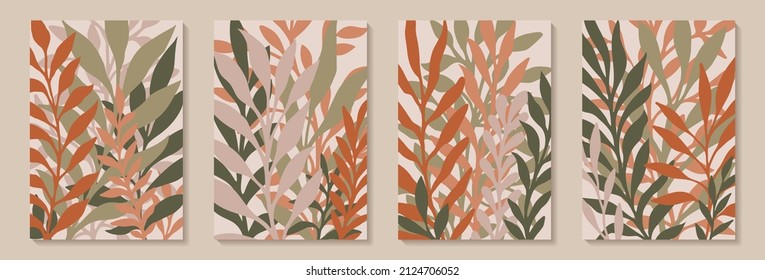 Creative minimalist hand painted Abstract art background with watercolor stain and Hand Drawn doodle Scribble floral plants. Design for wall decoration, postcard, poster or brochure