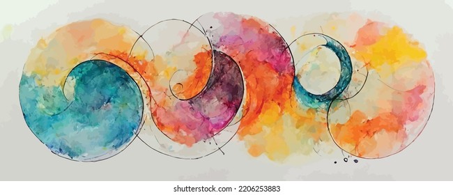 creative minimalist hand painted abstract art background, circles shapes