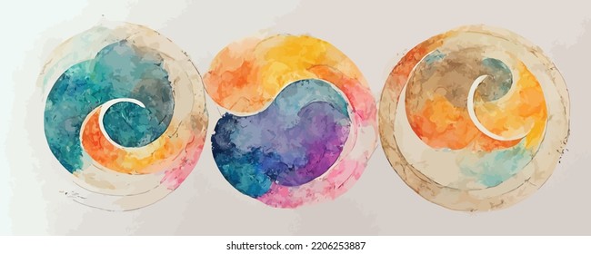creative minimalist hand painted abstract art background, circles shapes