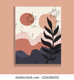 Creativo minimalista pintado a mano Resumen de fondo de arte con mancha de acuarela y doodle dibujado a mano Plantas florales Críticas.