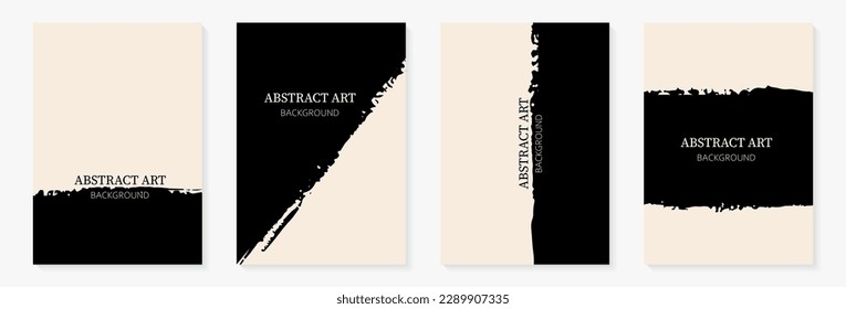 Pintado a mano minimalista creativo Fondo de arte abstracto con pinceladas de pincel arte abstracto de colores blanco y negro. Diseño para la decoración de paredes, postal, afiche o folleto, decoración doméstica