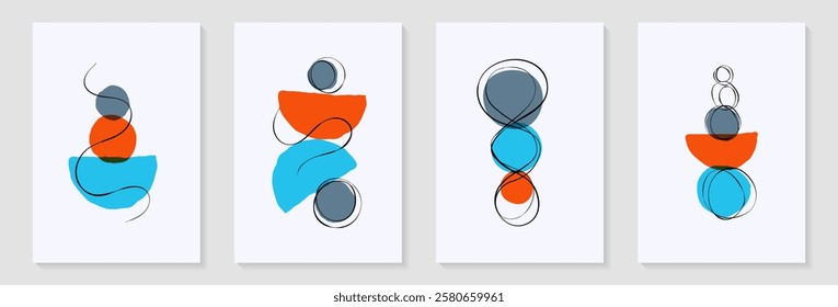 Creative minimalist hand painted Abstract art background with watercolor stain and shape elements vector EPS10. Design for wall decoration, postcard, poster or brochure.
