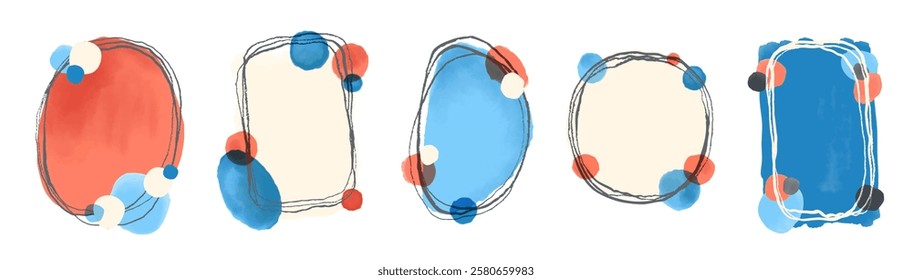 Creative minimalist hand painted Abstract art background with watercolor stain and shape elements vector EPS10. Design for wall decoration, postcard, poster or brochure.