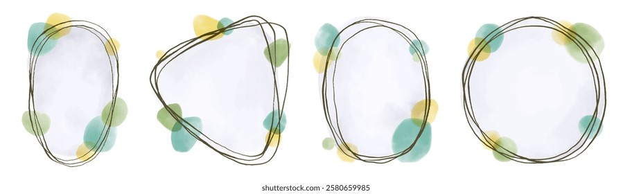 Creative minimalist hand painted Abstract art background with watercolor stain and shape elements vector EPS10. Design for wall decoration, postcard, poster or brochure.