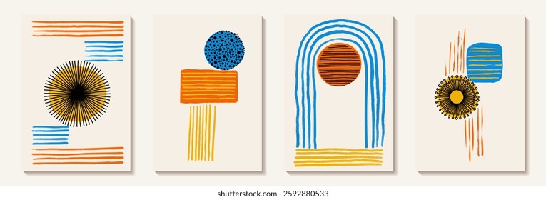 Creative minimalist hand painted Abstract art background with watercolor stain and shape elements vector EPS10. Design for wall decoration, postcard, poster or brochure.