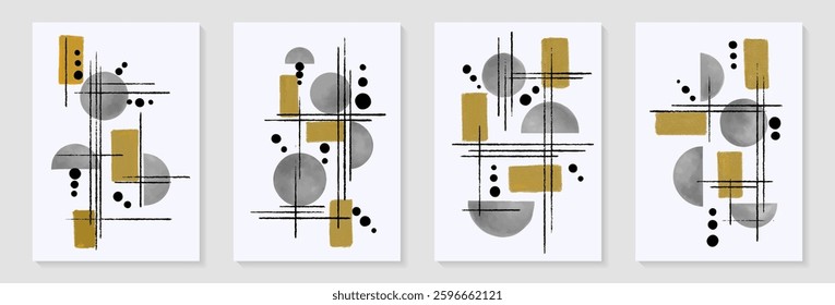 Creative minimalist hand painted Abstract art background with watercolor stain and Hand Drawn doodle Scribble Circle. Design for wall decoration, postcard, poster or brochure