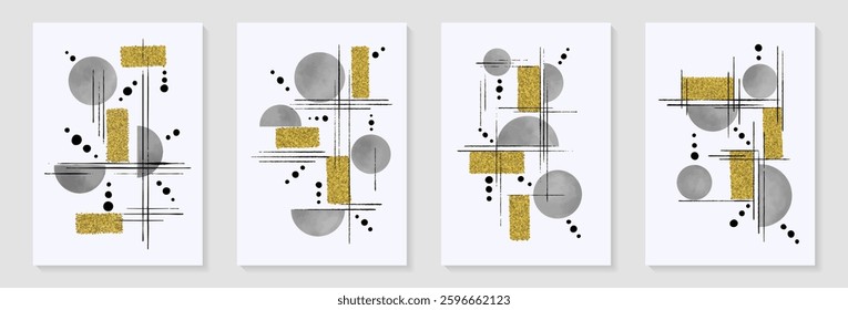 Creative minimalist hand painted Abstract art background with watercolor stain and Hand Drawn doodle Scribble Circle. Design for wall decoration, postcard, poster or brochure