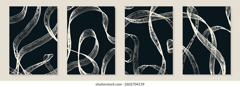 Creative minimalist hand painted Abstract art grunge background with black line abstract art. Design for wall decoration, postcard, poster, brochure, home decoration	