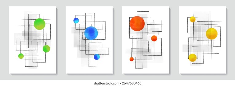 Fondo de arte Abstractas pintado a mano minimalista creativo con mancha de acuarela y garabato dibujado a mano Scribble Circle. Diseño para la decoración de la pared, postal, cartel o folleto,