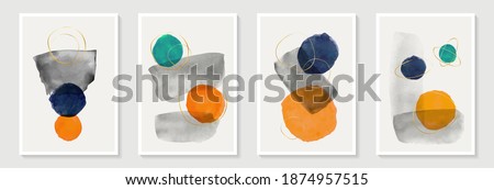 Creative minimalist hand painted Abstract art background with watercolor stain and shape elements vector EPS10. Design for wall decoration, postcard, poster or brochure