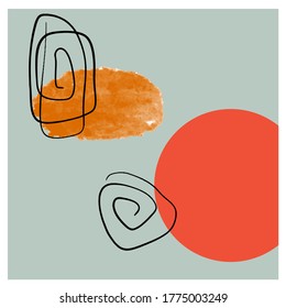 Creative minimalist hand painted illustration for wall decoration, postcard or brochure design. Vector EPS10.