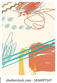 Creative minimalist hand painted illustration for wall decoration, postcard or brochure design, modern poster. Abstract vector art background of composition texture with creative artistic naive style