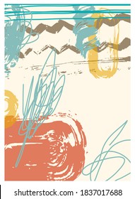 Creative minimalist hand painted illustration for wall decoration, postcard or brochure design, modern poster. Abstract vector art background of composition texture with creative artistic naive style