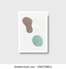 Creative minimalist hand painted illustration for wall decoration, postcard or brochure design. Vector illustration for wall art and wall decoration. Minimal abstract poster, print. Gold lines