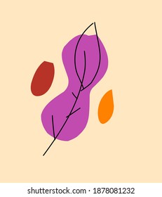 ilustraciones creativas minimalistas pintadas a mano con ramas y hojas decorativas y manchas de color abstractas. Para postales, afiches, afiches, folletos, diseño de portada.