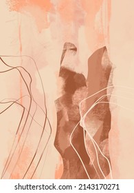 Creative minimalist hand painted illustrations for wall decoration, postcard or brochure design. Vector abstract illustration.