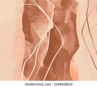 Creative minimalist hand painted illustrations for wall decoration, postcard or brochure design. Vector abstract illustration.