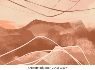 Creative minimalist hand painted illustrations for wall decoration, postcard or brochure design. Vector abstract illustration.