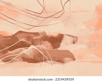 Ilustraciones minimalistas creativas pintadas a mano para la decoración de paredes, postales o folletos. Ilustración abstracta vectorial.