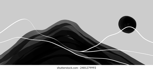 Ilustraciones minimalistas creativas pintadas a mano de la montaña abstracta. Abstractas fondos estéticos contemporáneos. uso para el arte de la pared, póster, cubierta, Anuncio 