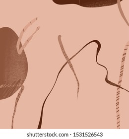 Creative minimalist hand painting template with abstract contemporary scribble and shapes for social media promotion. Scandinavian poster. Nordic contemporary art for wall. 