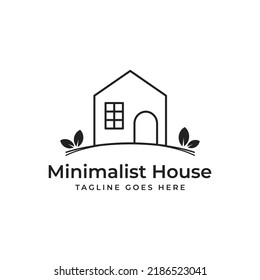 Creative Minimalist Home Nature Logo Design Vector, With Line Art Style Illustration