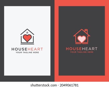 Creative minimalist house with a heart icon design Set con house concept