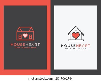 Creative minimalist house with a heart icon design Set con house concept