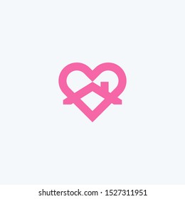 Creative minimalist house with heart logo icon design home property symbol concept vector
