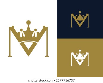 Creative Minimalist Iconic Letter M Crown Logo Design Vector Illustration