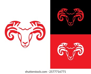 Creative Minimalist Iconic Sheep Head Logo Design Vector Illustration