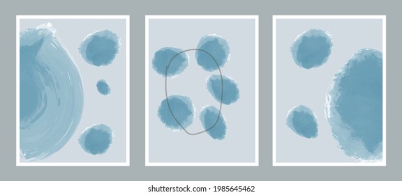 Creative minimalist illustrations for wall decoration, postcard, or brochure cover design with blue color.