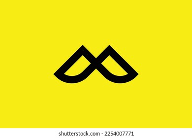 Creative and minimalist initial letter M logo design template on yellow background