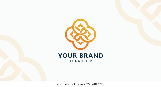 Creative minimalist interior logo design. luxury line art style for furniture store