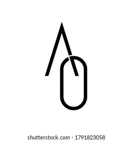 letra creativa minimalista logotipo de las iniciales de AO