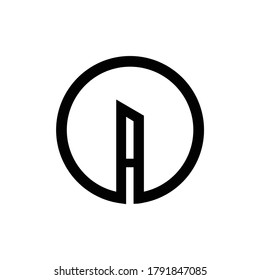 letra creativa minimalista logotipo de las iniciales de AO