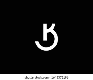 Creative and Minimalist Letter BK KB JB BJ Logo Design Icon, Editable in Vector Format in Black and White Color