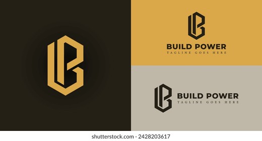 Creative and Minimalist Letter BP or PB Logo Design in yellow color presented with multiple black background colors. The logo is suitable for construction company logo design inspiration templates.