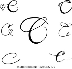 Letra creativa y minimalista C Juego de iconos de diseño, editable en formato vector en alfabeto C color negro y blanco, único y elegante conjunto de diseños.