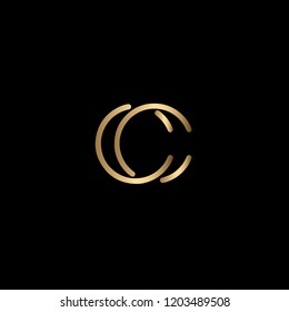 Creative and Minimalist Letter CC Logo Design Icon, Editable in Vector Format in Black and Gold Color