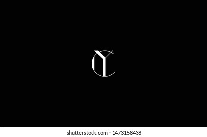 Creative and Minimalist Letter CY,YC Logo Design Icon, Editable in Vector Format in Black and White Color