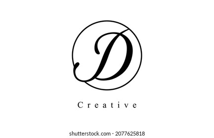 Creative and Minimalist Letter D Logo circle Design Icon, Editable in Vector Format in Black and White Color