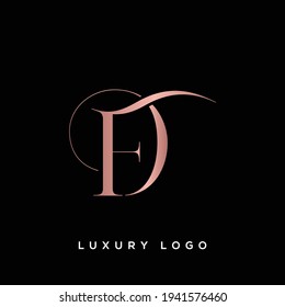 Creative and Minimalist Letter FD, DF Logo Design Icon, Editable in Vector Format in Black and Gold Color